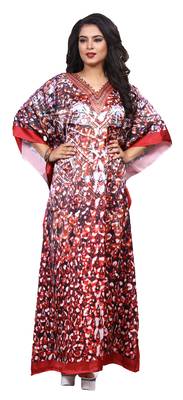 Multicolor Casual Digital Printed Satin Silk Kaftan 1