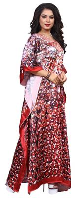 Multicolor Casual Digital Printed Satin Silk Kaftan 2