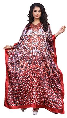 Multicolor Casual Digital Printed Satin Silk Kaftan 4
