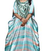 Multicolor Casual Digital Printed Long Satin Silk Kaftan
