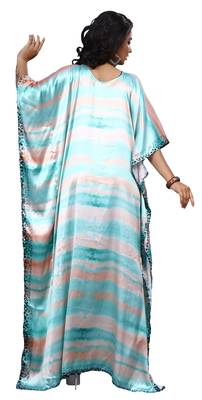 Multicolor Casual Digital Printed Long Satin Silk Kaftan 3