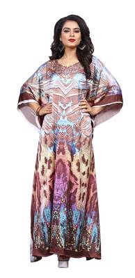 Multicolor Digital Printed Satin Silk Kaftan 1