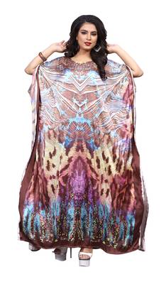 Multicolor Digital Printed Satin Silk Kaftan 2