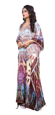 Multicolor Digital Printed Satin Silk Kaftan 3