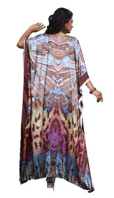 Multicolor Digital Printed Satin Silk Kaftan 4