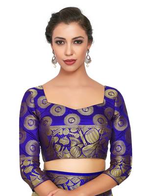 Beige Woven Art Silk Saree With Blouse 6