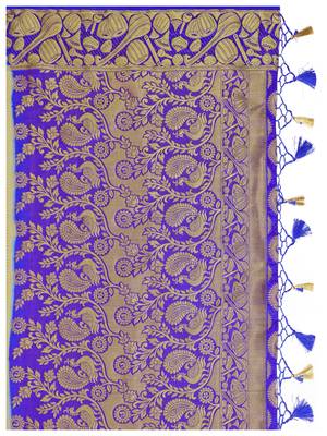 Beige Woven Art Silk Saree With Blouse 8