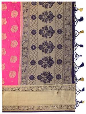 Pink Woven Art Silk Saree With Blouse 8