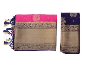 Pink Woven Art Silk Saree With Blouse 9