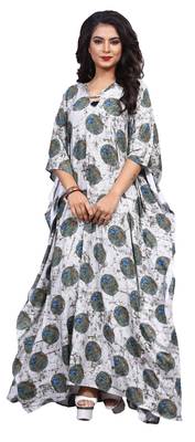 Multicolor Printed Rayon Soft Cotton Long Kaftan 1
