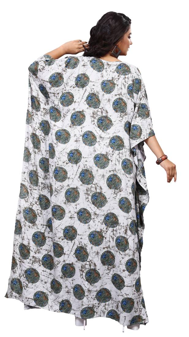 Multicolor Printed Rayon Soft Cotton Long Kaftan