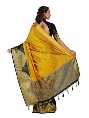 Gold Woven Art Silk Saree With Blouse 5