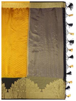 Gold Woven Art Silk Saree With Blouse 8