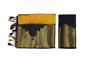 Gold Woven Art Silk Saree With Blouse 9