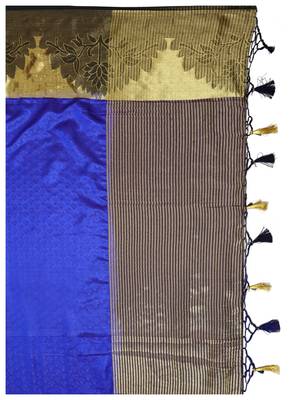 Blue Woven Art Silk Saree With Blouse 8