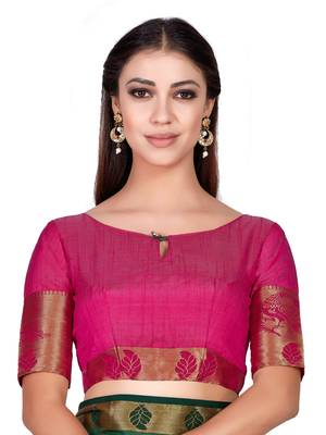 Green Woven Tussar Silk Saree With Blouse 6