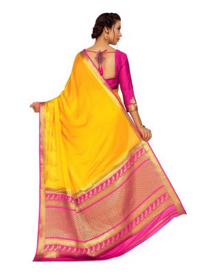 Gold Woven Crepe Saree With Blouse 5