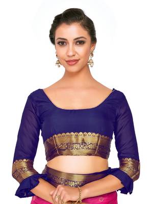 Pink Woven Crepe Saree With Blouse 6