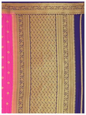 Pink Woven Crepe Saree With Blouse 8