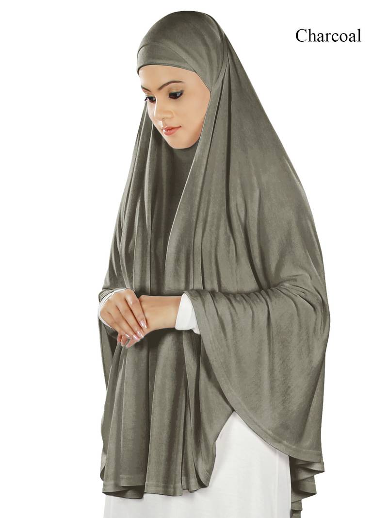 MyBatua Charcoal Dua Prayer Khimar - Soft Viscose Jersey