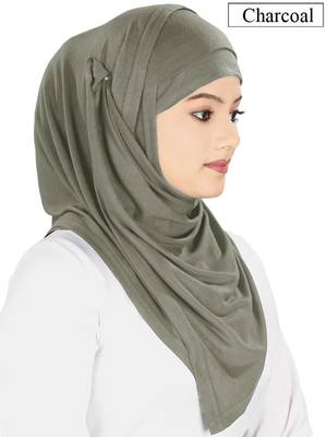 MyBatua Charcoal Jersey Hijab And Band 1