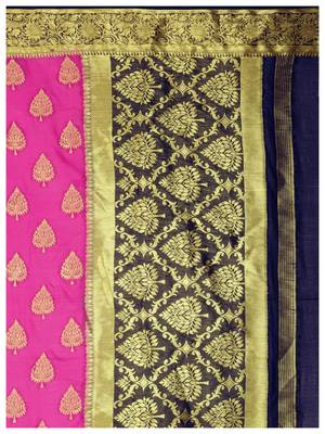 Pink Woven Chiffon Saree With Blouse 7