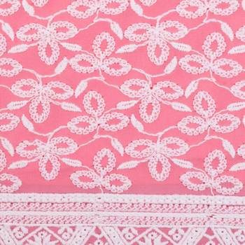 Pink Georgette Cap Sleeve Kurta and Churidar Unstitched Set For Women's 3