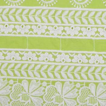 Lemon Cambric Cap Sleeve Kurta and Churidar Unstitched Set For Women's 3