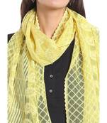 Yellow rayon embroidered stole for women