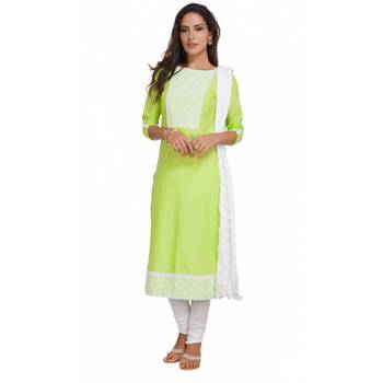 Lemon Georgette Cap Sleeve Kurta and Churidar Unstitched Set For Women's 1