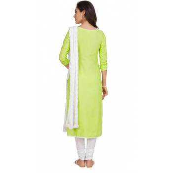 Lemon Georgette Cap Sleeve Kurta and Churidar Unstitched Set For Women's 2