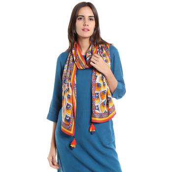 Yellow rayon printed stole for women 1