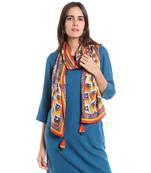 Yellow rayon printed stole for women