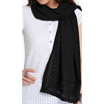 Black schiffli embroidered stole for women 1