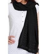 Black schiffli embroidered stole for women