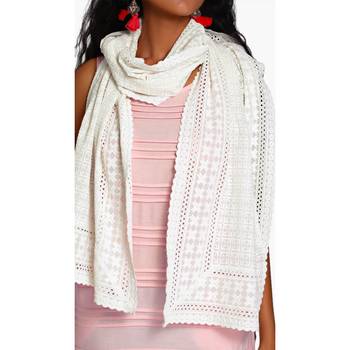 Off white schiffli embroidered stole for women 1