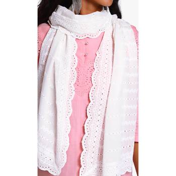 White schiffli embroidered stole for women 1