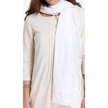 White schiffli embroidered stole for women 1