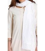 White schiffli embroidered stole for women
