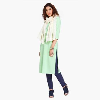 Off white schiffli embroidered stole for women 3