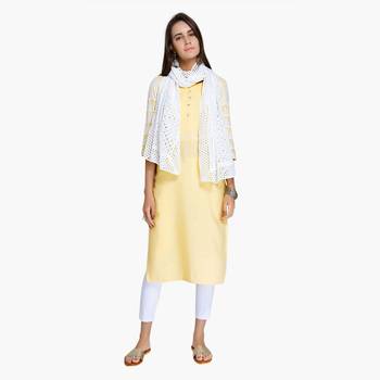 White schiffli embroidered stole for women 3