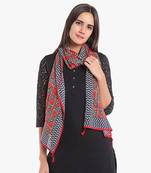 Red rayon printed stole for women