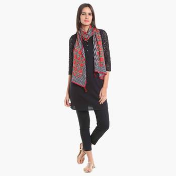 Red rayon printed stole for women 2