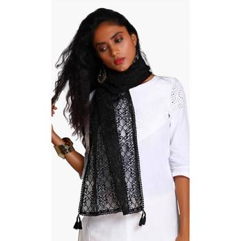 Black schiffli embroidered stole for women 1
