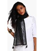 Black schiffli embroidered stole for women