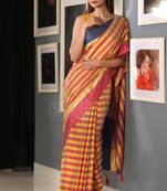 Yellow Handloom Banarasi Cotton Saree