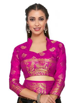 Black Woven Art Silk Saree With Blouse 5