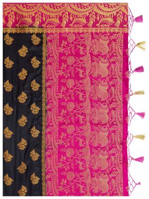 Black Woven Art Silk Saree With Blouse 7