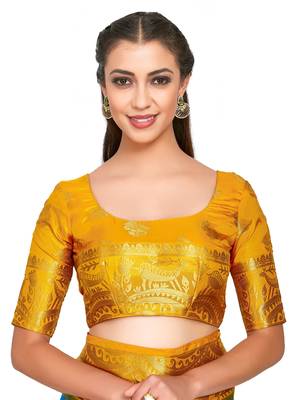 Turquoise Woven Art Silk Saree With Blouse 5
