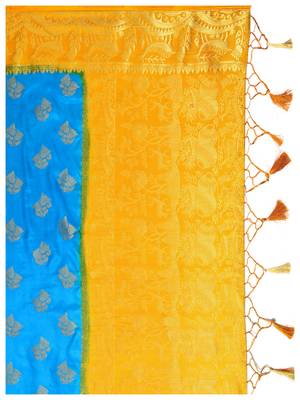Turquoise Woven Art Silk Saree With Blouse 7